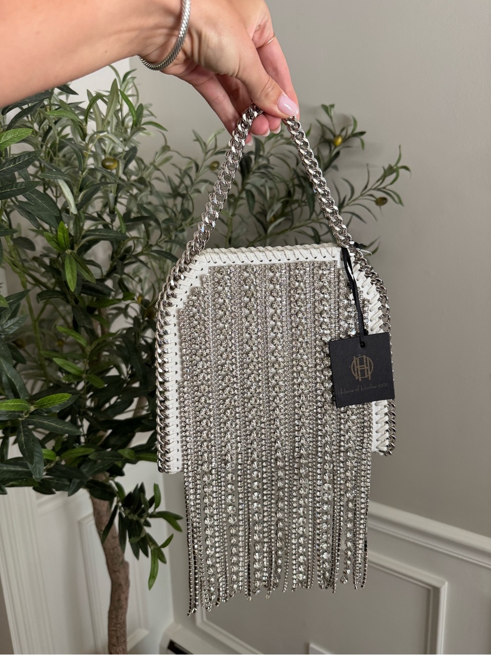 House of Harlow Rhinestone Fringe Mini Bag
